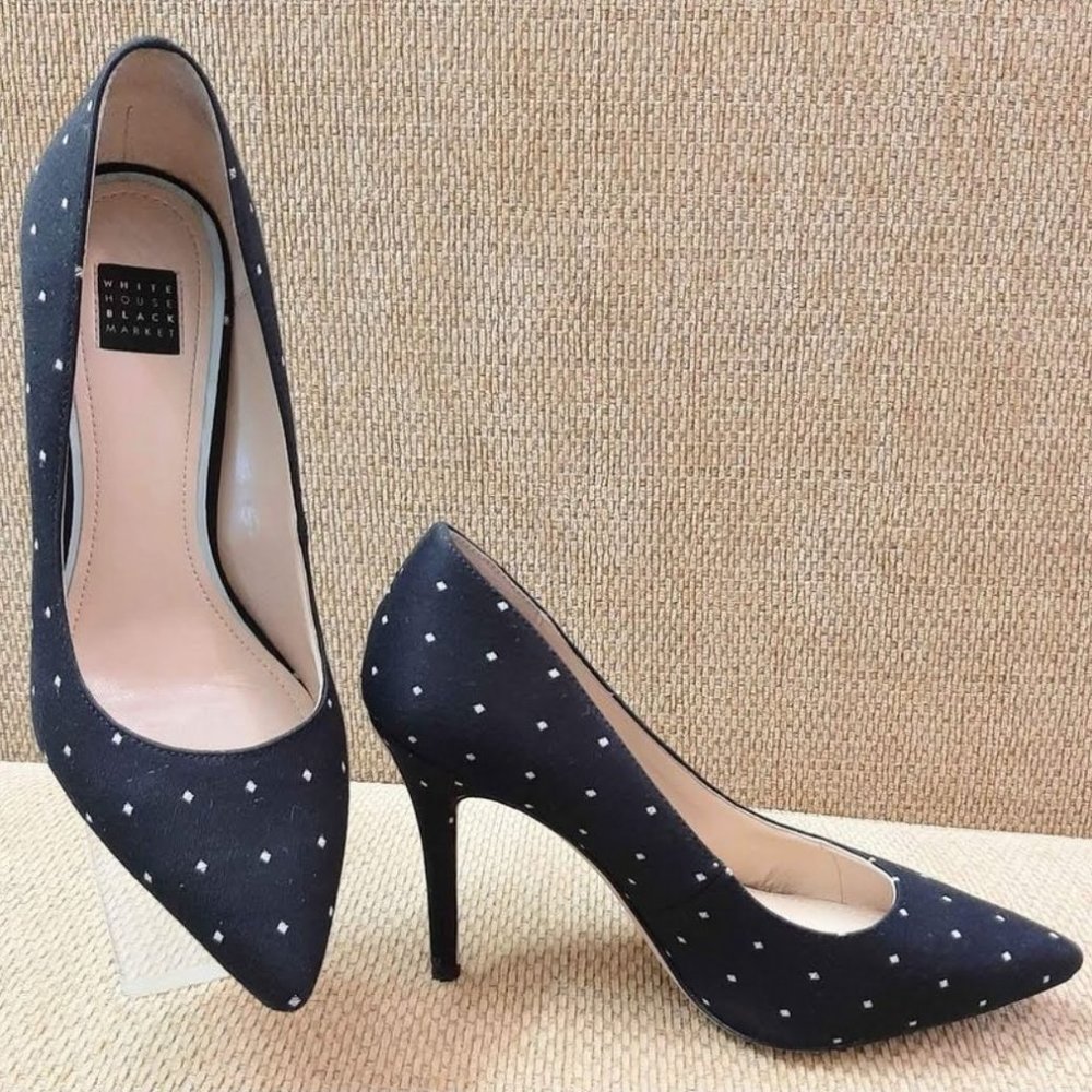 Size 7 Black WHBM Fabric High Heel Shoes